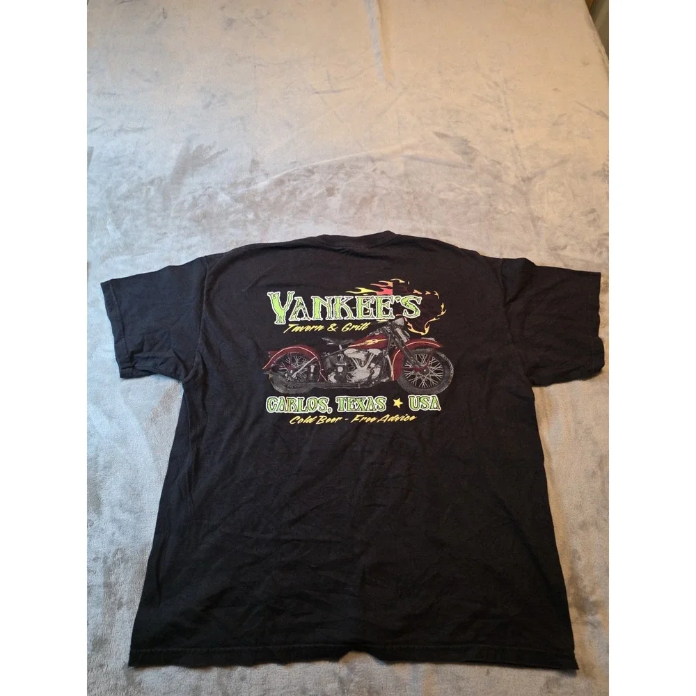 Hanes Beefy-T Shirt Mens XL Black Yankee's Tavern & Grill Carlos Texas Vintage
